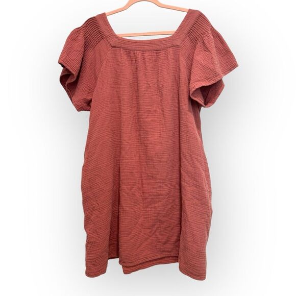 Madewell Lightspun Butterfly Square-Neck Mini Dress - Size XL - Vintage Quartz - Picture 6 of 8